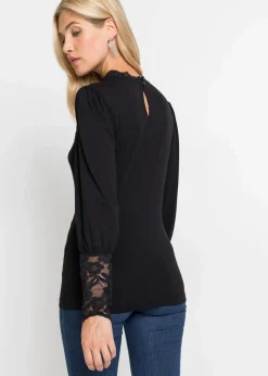 bonprix Shirts & Tops^Langarmshirt aus Viskose-Mix schwarz