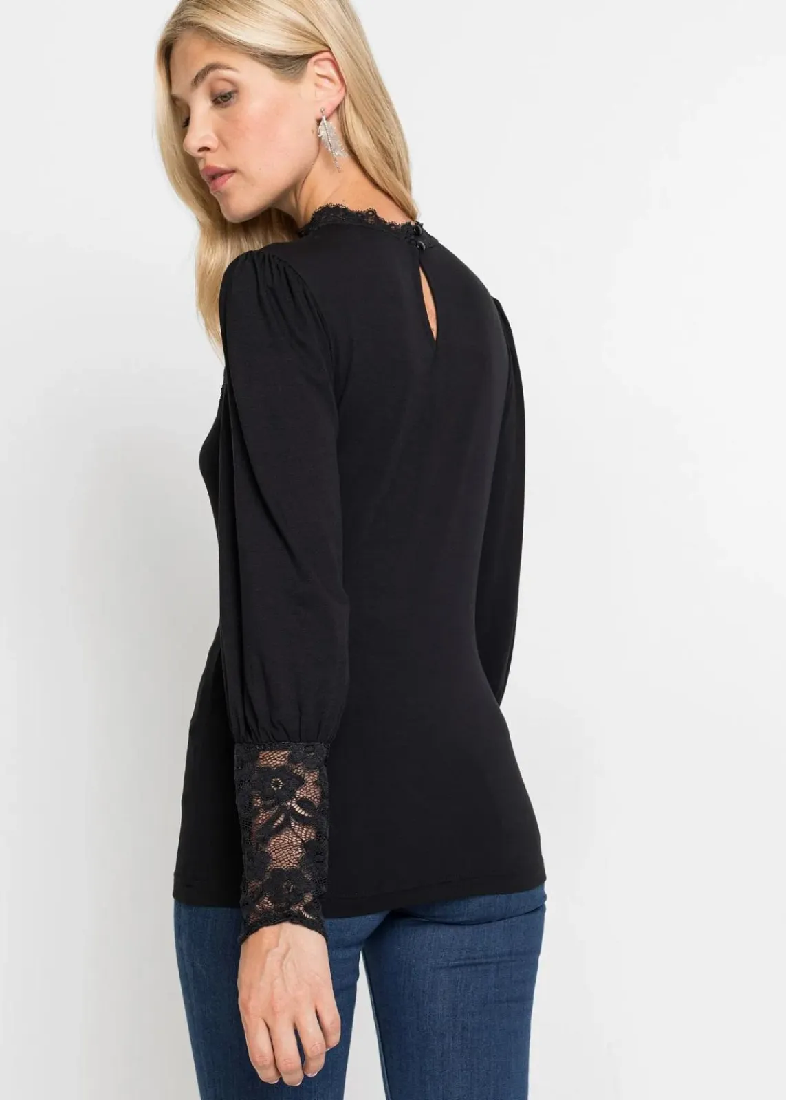 bonprix Shirts & Tops^Langarmshirt aus Viskose-Mix schwarz