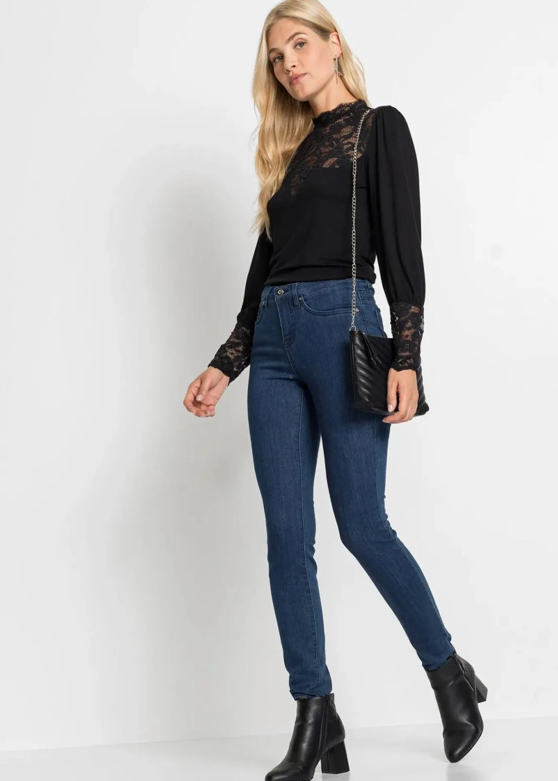 bonprix Shirts & Tops^Langarmshirt aus Viskose-Mix schwarz