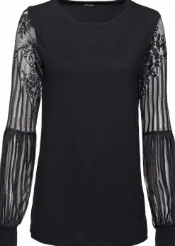bonprix Shirts & Tops|Nachhaltigere Materialien^Langarmshirt aus Viskose-Mix schwarz