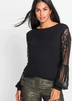 bonprix Shirts & Tops|Nachhaltigere Materialien^Langarmshirt aus Viskose-Mix schwarz