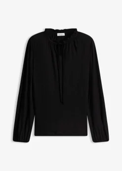 bonprix Nachhaltigere Materialien|Shirts & Tops^Langarmshirt aus Viskose-Mix schwarz
