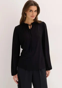 bonprix Nachhaltigere Materialien|Shirts & Tops^Langarmshirt aus Viskose-Mix schwarz