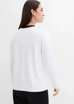 bonprix Shirts & Tops^Langarmshirt aus Viskose-Mix mit abgesetztem Turtleneck weiß/schwarz