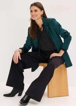 bonprix Shirts & Tops|Nachhaltigere Materialien^Langarmshirt aus Viskose-Mix schwarz mit weiß gepunktet