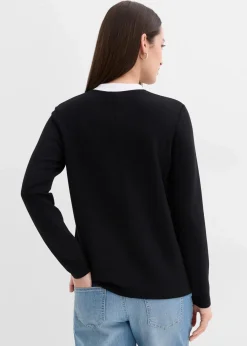 bonprix Shirts & Tops^Langarmshirt aus Viskose-Mix mit abgesetztem Turtleneck schwarz/weiß