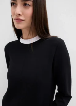 bonprix Shirts & Tops^Langarmshirt aus Viskose-Mix mit abgesetztem Turtleneck schwarz/weiß