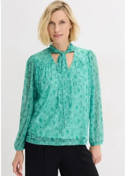 bonprix Shirts & Tops^Langarmshirt aus zartem Mesh flaschengrün paisley