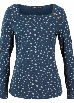 bonprix Shirts & Tops^Langarmshirt, bedruckt dunkelblau geblümt