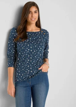 bonprix Shirts & Tops^Langarmshirt, bedruckt dunkelblau geblümt