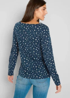 bonprix Shirts & Tops^Langarmshirt, bedruckt dunkelblau geblümt