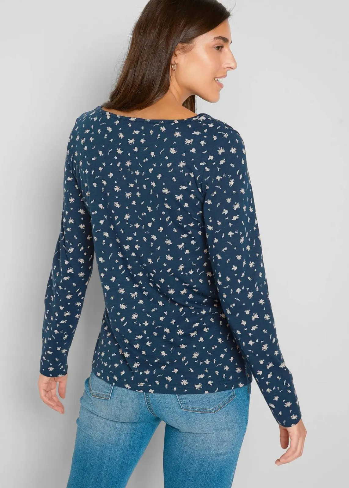 bonprix Shirts & Tops^Langarmshirt, bedruckt dunkelblau geblümt