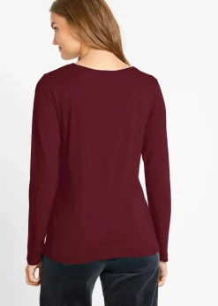 bonprix Shirts & Tops|Basics^Langarmshirt (2er Pack) anthrazit meliert+rubinrot