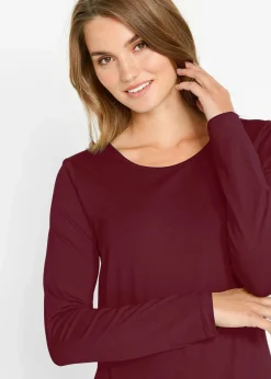 bonprix Shirts & Tops|Basics^Langarmshirt (2er Pack) anthrazit meliert+rubinrot