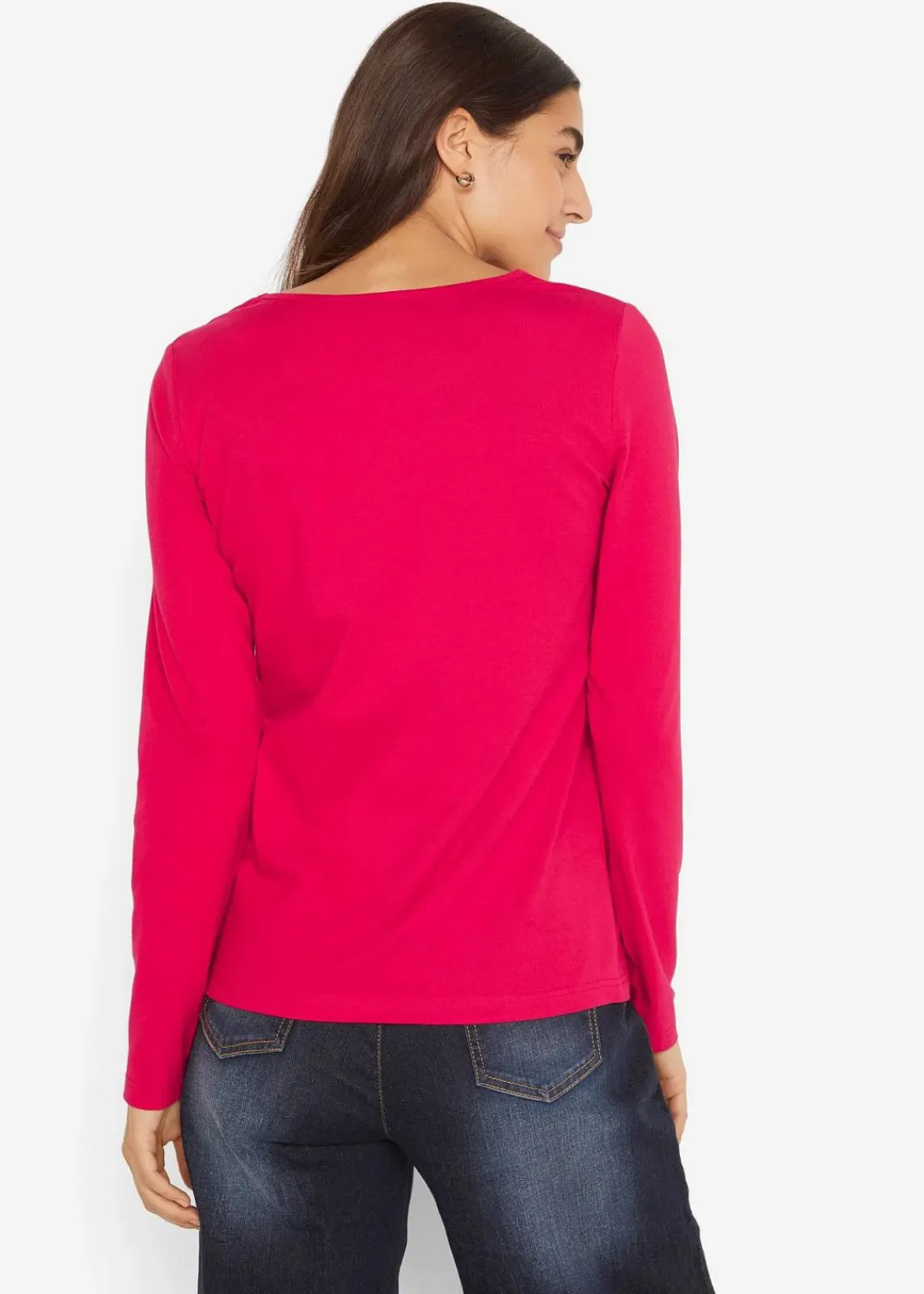 bonprix Shirts & Tops|Basics^Langarmshirt (2er Pack) granatrot + hel lgrau meliert