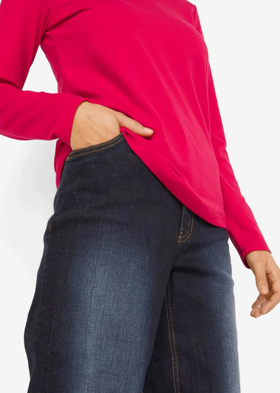bonprix Shirts & Tops|Basics^Langarmshirt (2er Pack) granatrot + hel lgrau meliert