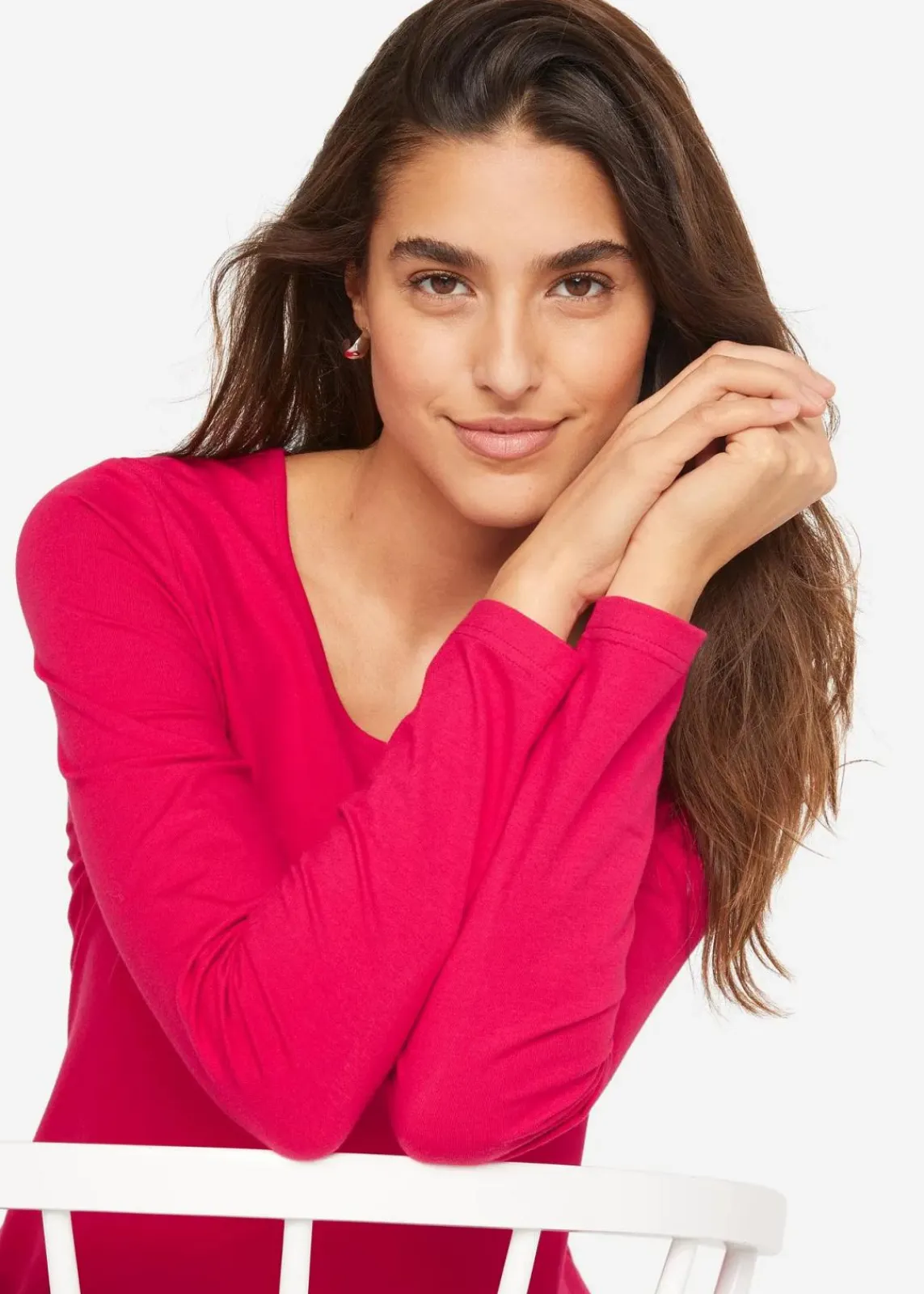 bonprix Shirts & Tops|Basics^Langarmshirt (2er Pack) granatrot + hel lgrau meliert