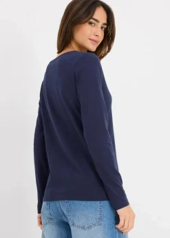 bonprix Shirts & Tops|Basics^Langarmshirt (2er Pack) dunkelblau/senfgelb