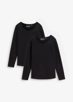 bonprix Bekleidung·Röcke|Basics^Langarmshirt (2er Pack) schwarz+schwarz