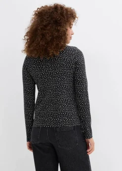 bonprix Bekleidung·Röcke|Basics^Langarmshirt (2er Pack) aus Baumwoll-Elasthan Mix schwarz/wollweiß