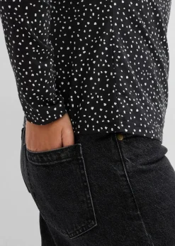 bonprix Bekleidung·Röcke|Basics^Langarmshirt (2er Pack) aus Baumwoll-Elasthan Mix schwarz/wollweiß