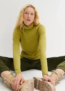 bonprix Shirts & Tops|Basics^Langarmshirt mit reiner Bio-Baumwolle goldoliv