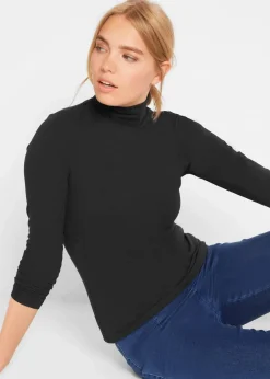 bonprix Bekleidung·Röcke|Nachhaltigere Materialien^Langarmshirt mit reiner Bio-Baumwolle schwarz