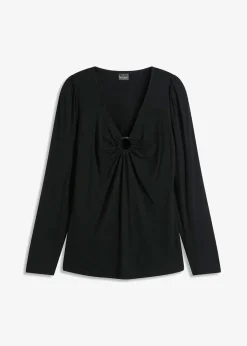 bonprix Shirts & Tops^Langarmshirt mit Accessoire schwarz