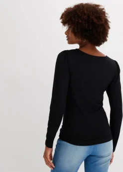 bonprix Shirts & Tops^Langarmshirt mit Accessoire schwarz