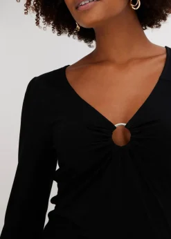 bonprix Shirts & Tops^Langarmshirt mit Accessoire schwarz