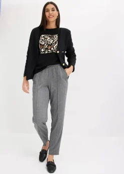 bonprix Shirts & Tops^Langarmshirt mit Bio-Baumwolle schwarz/kieselbeige/mokkabraun bedruckt