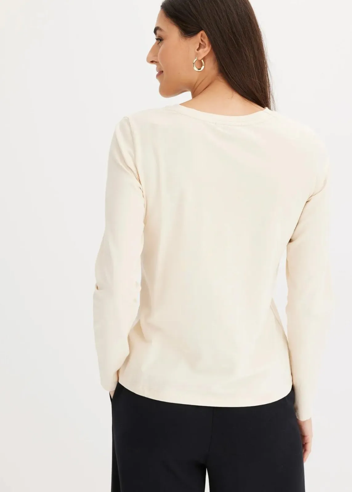 bonprix Shirts & Tops^Langarmshirt mit Bio-Baumwolle kieselbeige/schwarz/mokkabraun bedruckt