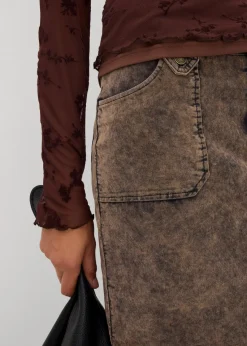 bonprix Shirts & Tops^Langarmshirt mit Flockprint terrabraun