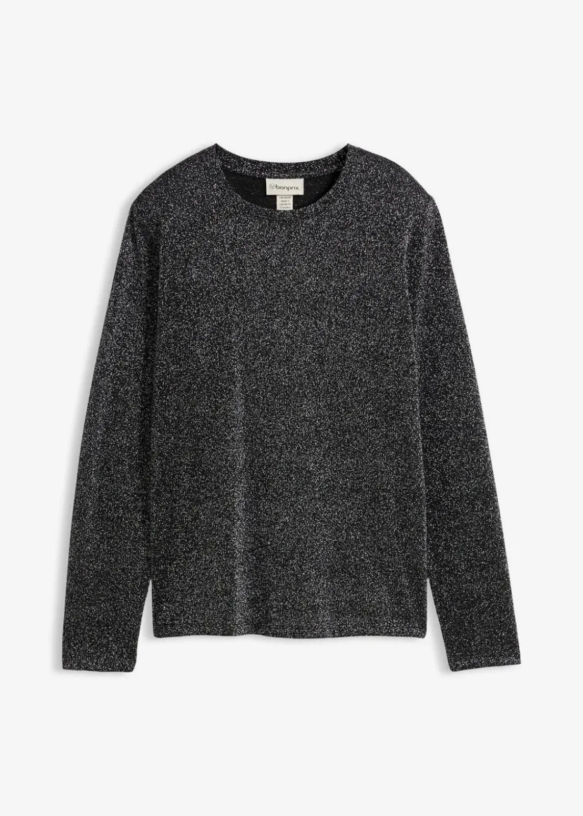 bonprix Shirts & Tops^Langarmshirt mit Glitzergarn schwarz