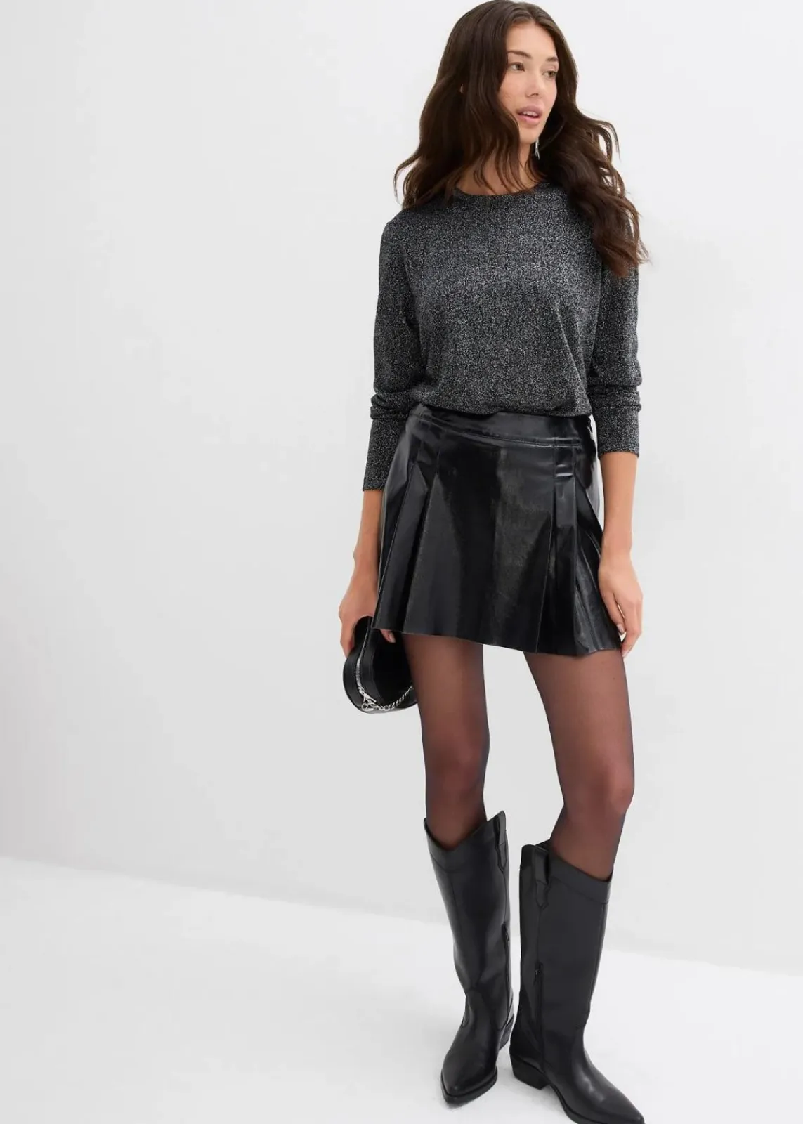 bonprix Shirts & Tops^Langarmshirt mit Glitzergarn schwarz