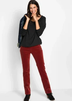 bonprix Nachhaltigere Materialien|Shirts & Tops^Langarmshirt mit Gummizug aus reiner Baumwolle schwarz