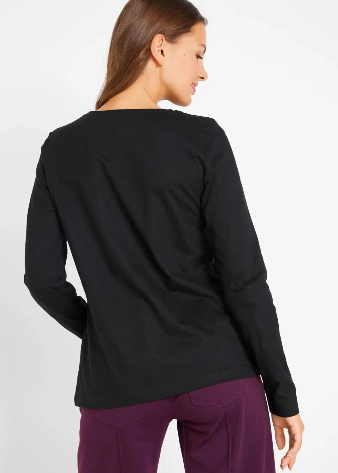 bonprix Nachhaltigere Materialien|Shirts & Tops^Langarmshirt mit Katzendruck schwarz