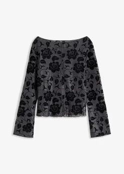 bonprix Shirts & Tops^Langarmshirt mit leichter Transparenz anthrazit