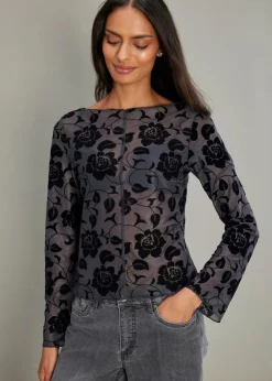 bonprix Shirts & Tops^Langarmshirt mit leichter Transparenz anthrazit