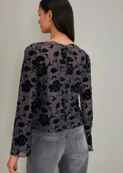 bonprix Shirts & Tops^Langarmshirt mit leichter Transparenz anthrazit