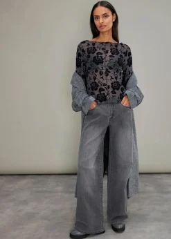 bonprix Shirts & Tops^Langarmshirt mit leichter Transparenz anthrazit