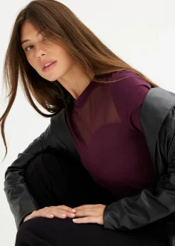 bonprix Shirts & Tops^Langarmshirt mit Mesh weinrot