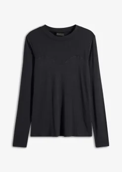 bonprix Shirts & Tops^Langarmshirt mit Mesh schwarz