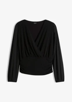 bonprix Nachhaltigere Materialien|Shirts & Tops^Langarmshirt mit Mesh schwarz