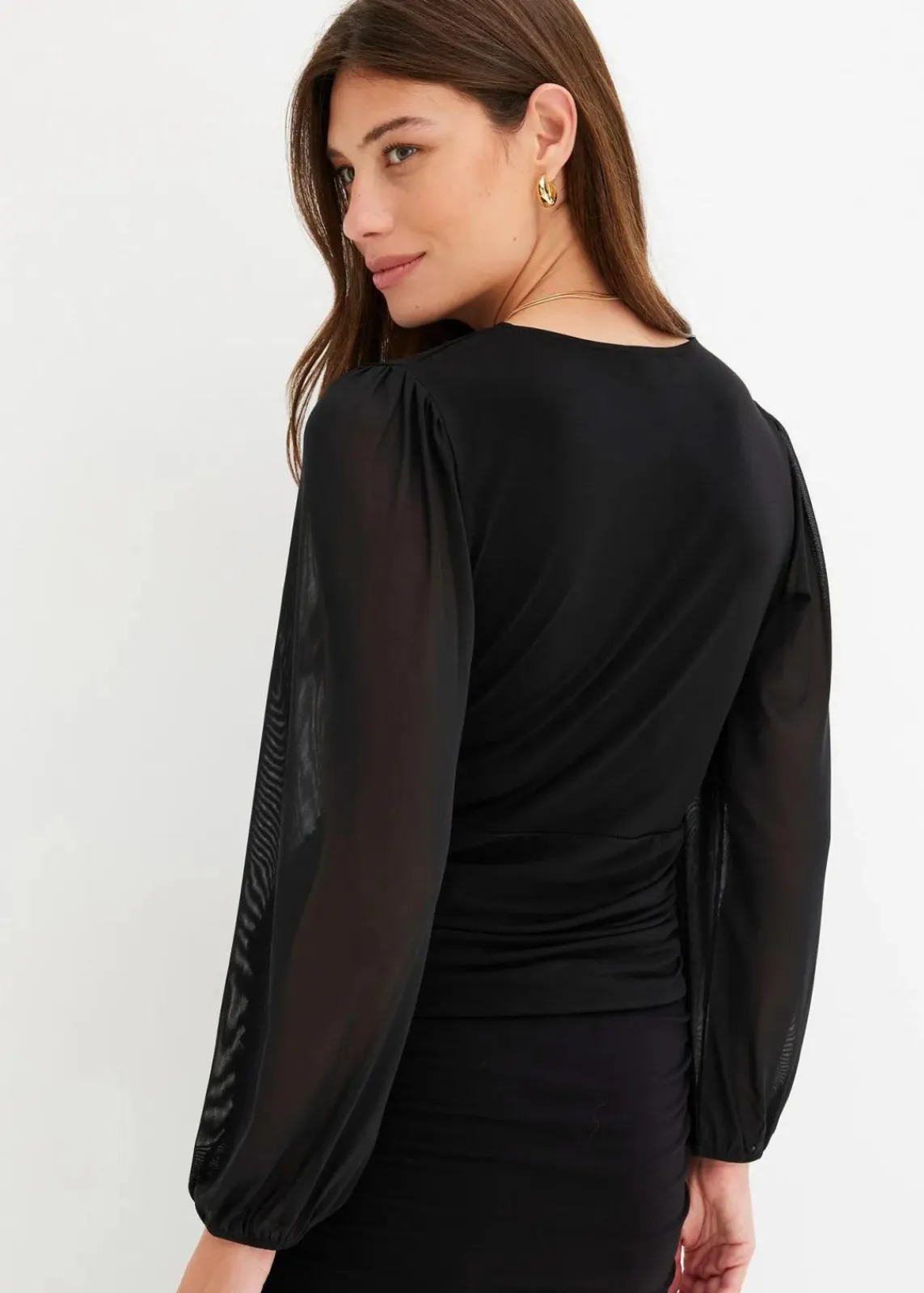 bonprix Nachhaltigere Materialien|Shirts & Tops^Langarmshirt mit Mesh schwarz