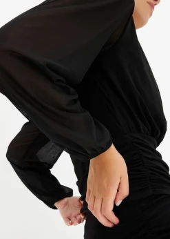 bonprix Nachhaltigere Materialien|Shirts & Tops^Langarmshirt mit Mesh schwarz