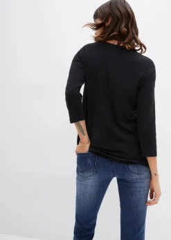 bonprix Shirts & Tops^Langarmshirt mit Nieten und Druck schwarz bedruckt
