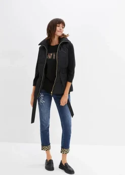 bonprix Shirts & Tops^Langarmshirt mit Nieten und Druck schwarz bedruckt