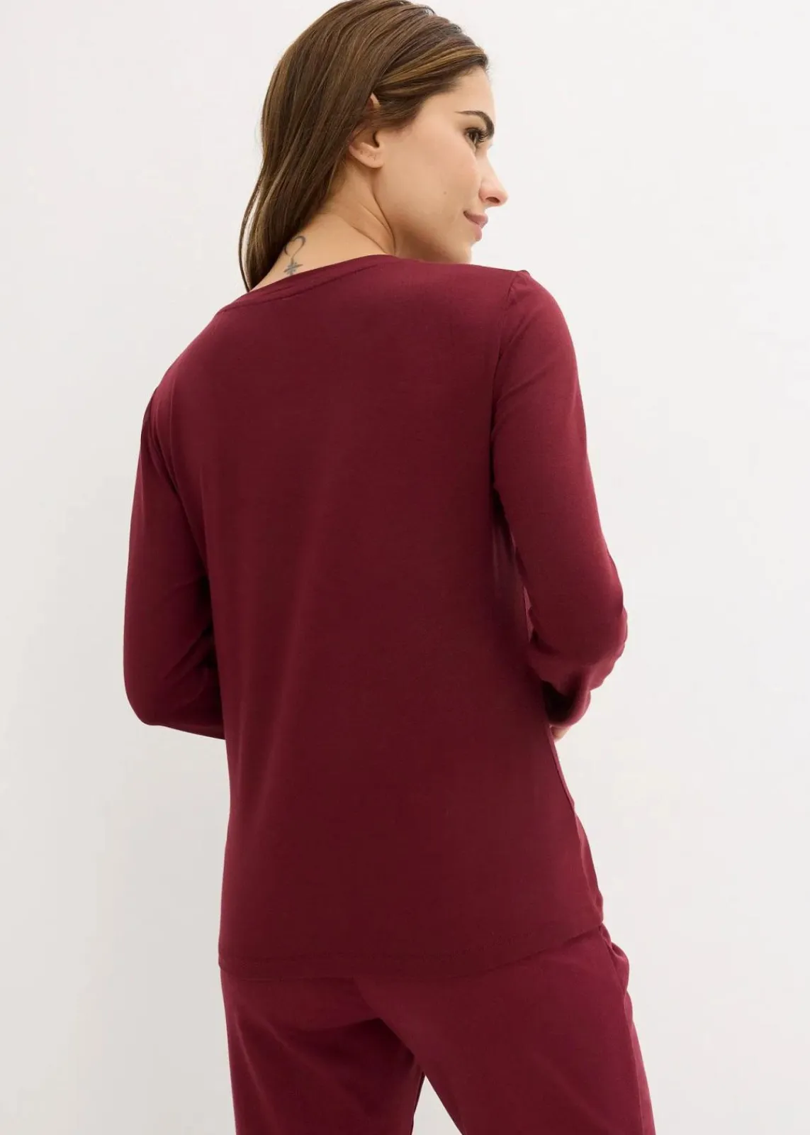 bonprix Shirts & Tops^Langarmshirt mit Pailletten ahornrot/gold bedruckt