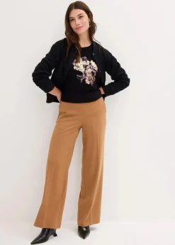 bonprix Shirts & Tops^Langarmshirt mit Pailletten schwarz/gold bedruckt